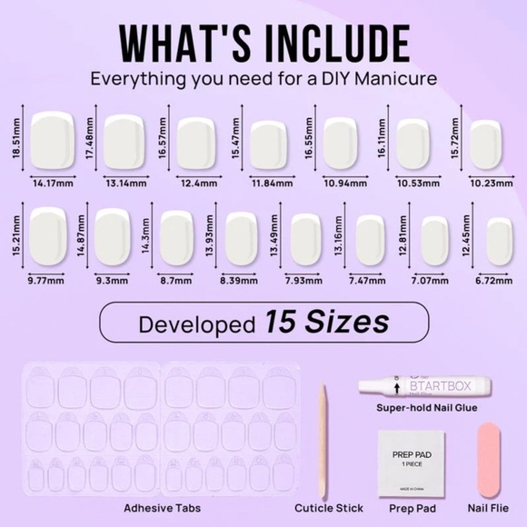 BTArtbox French Press-On Nails – White – 30 Pieces – New & Sealed - Picture 4 of 4